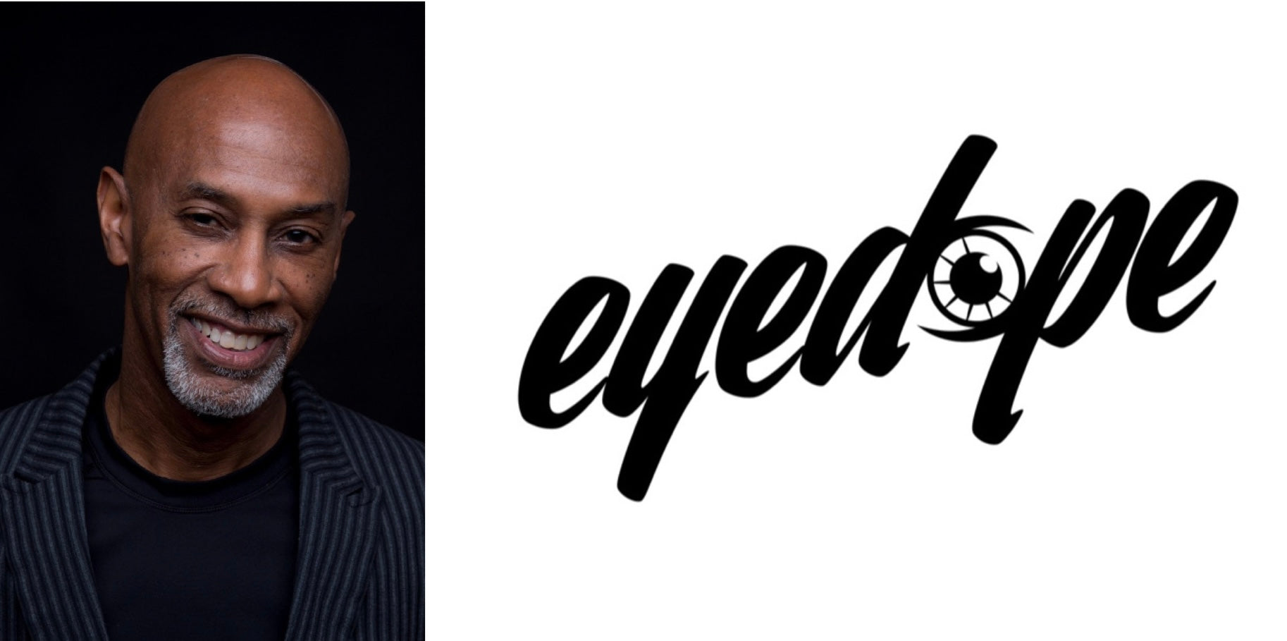 Left image is Eyedope founder Ron McCoy. On right is Eyedope brand logo.